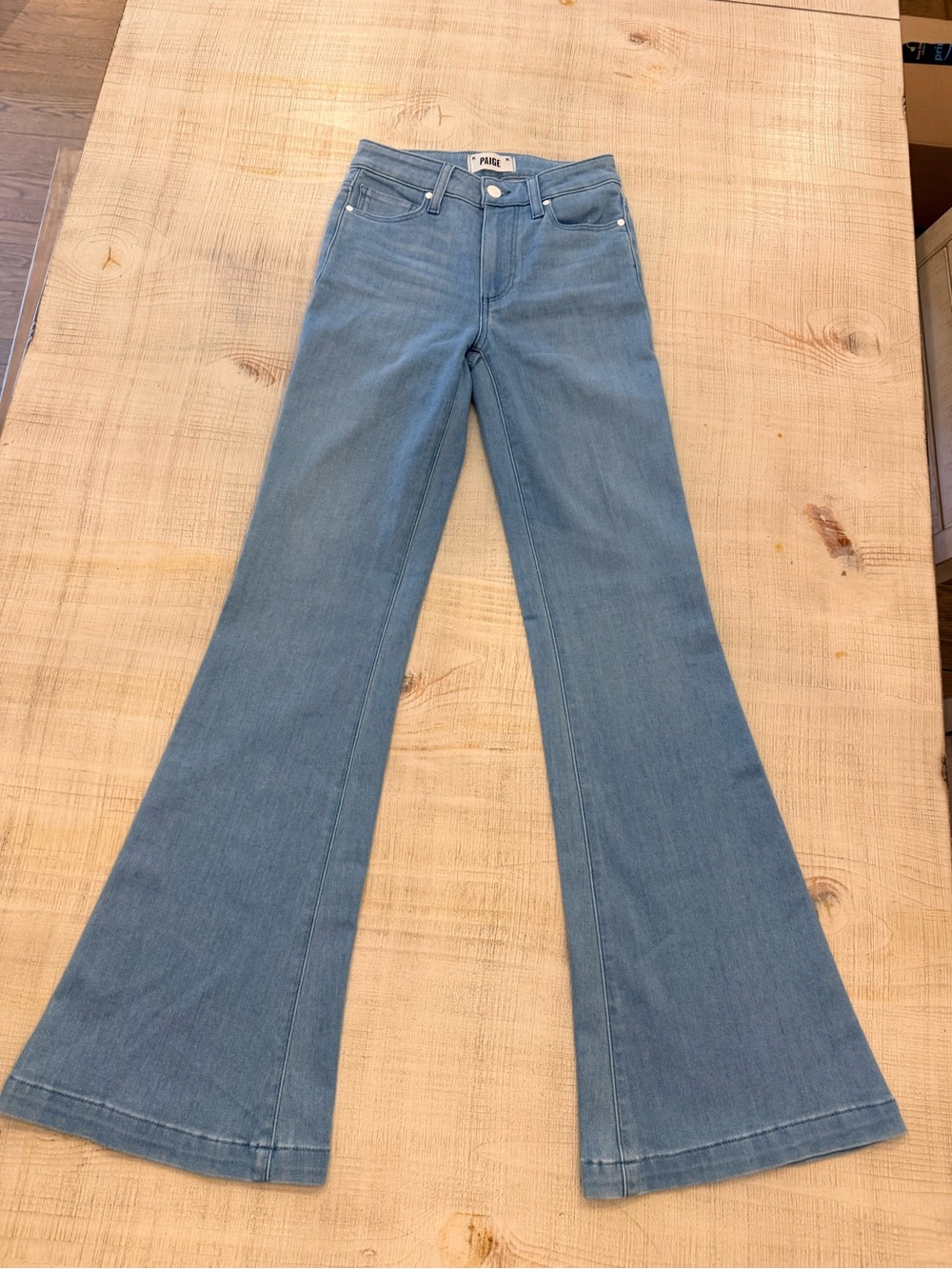 PAIGE Light Blue Flare Jeans - High Rise Wide Leg